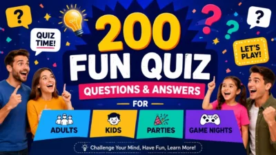 200 fun quiz questions and answers for adults, kids, parties, and game nights