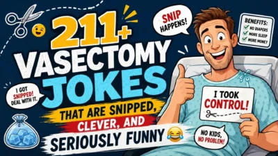 211+ funny vasectomy jokes with cartoon man and scissors