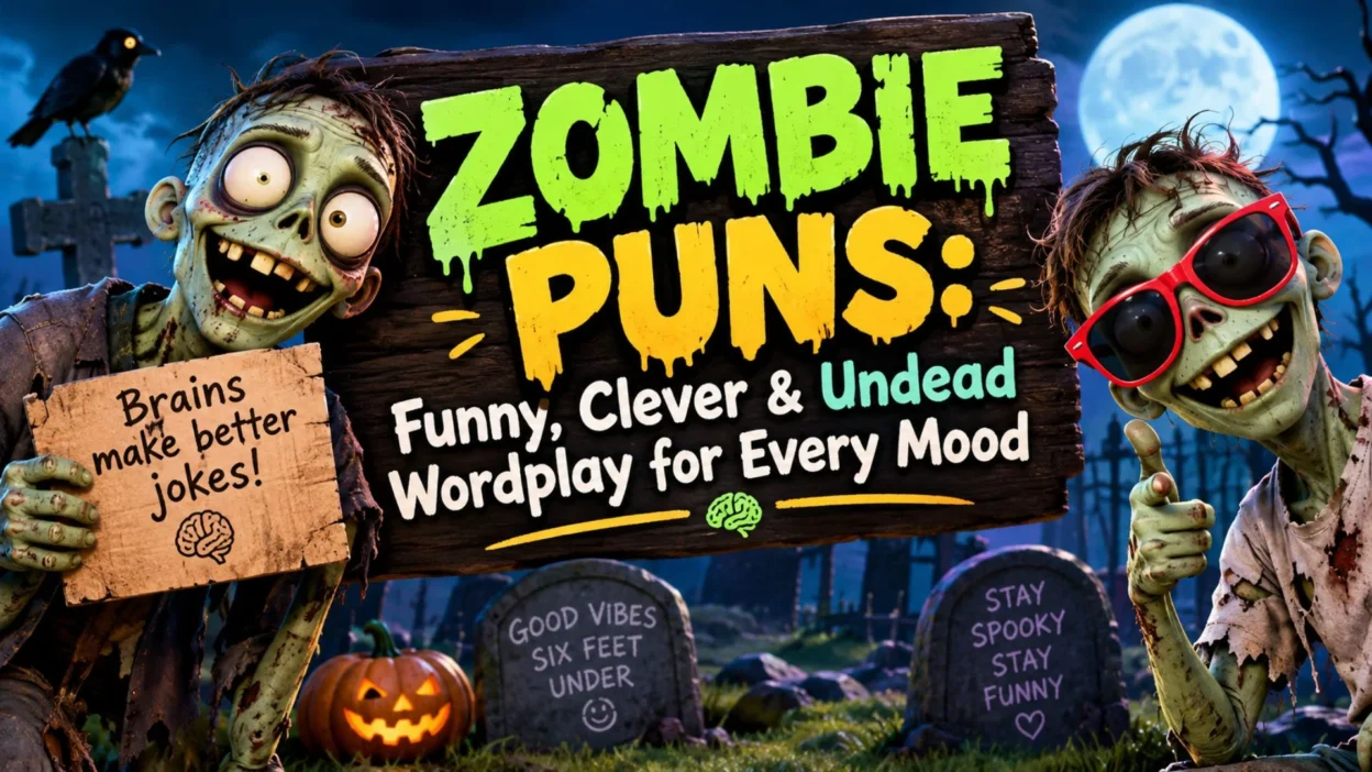 Zombie puns with funny, clever, and spooky undead wordplay for every mood