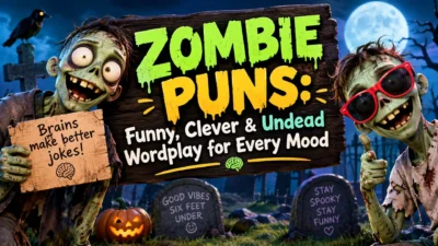 Zombie puns with funny, clever, and spooky undead wordplay for every mood
