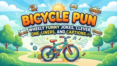Funny bicycle puns and cycling jokes with a bicycle illustration